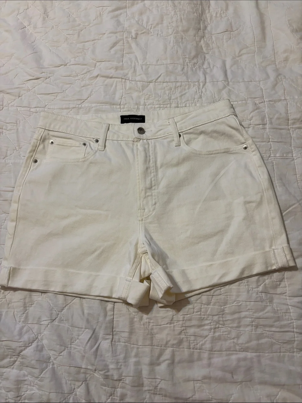 White Denim Rolled-Hem Jean Shorts - Classic Casual